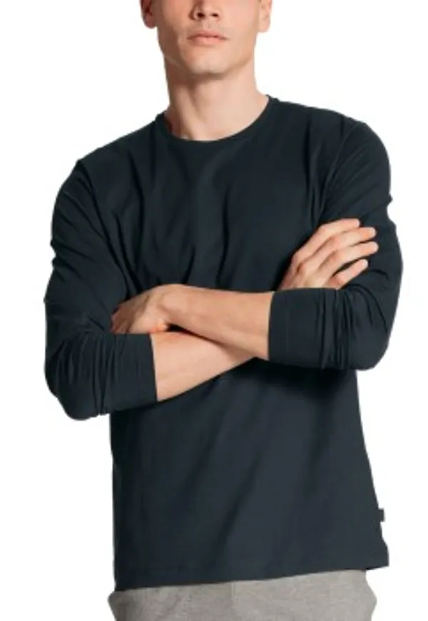 Calida Remix Basic Shirt Long Sleeve Mörkblå bomull Medium Herr