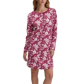 Calida Sweet Dreams Long Sleeve Nightdress D1 Vinröd bomull X-Small Dam