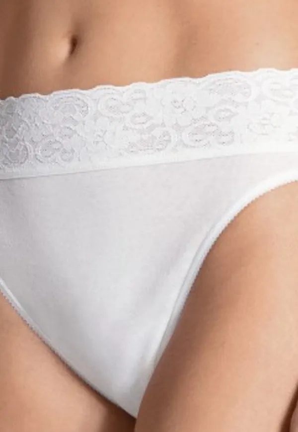 Calida Trosor 2P Lycraspitze Panty Vit bomull Small Dam