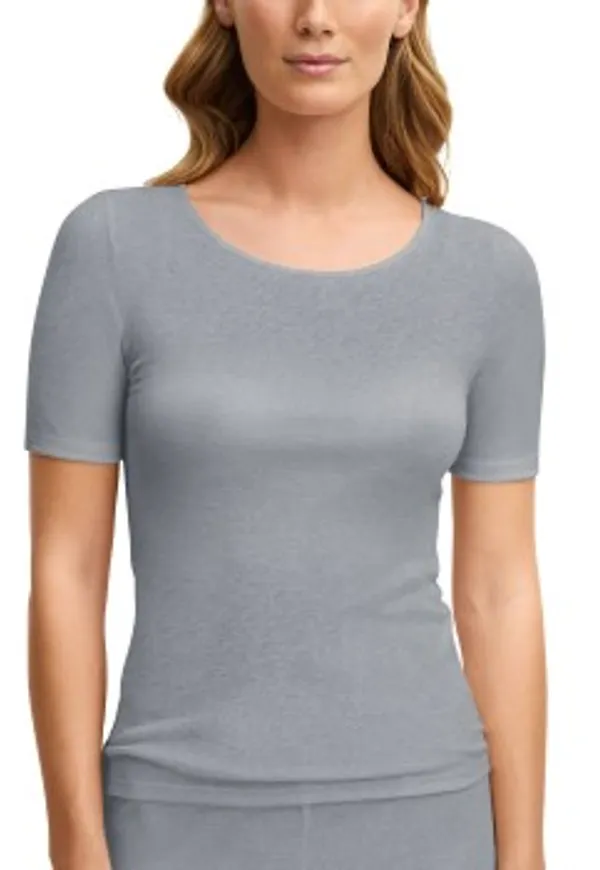 Calida True Confidence Ribbed Short Sleeve Shirt Grå X-Small Dam