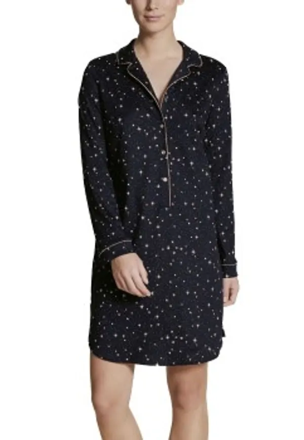 Calida Winter Dreams Nightshirt Marin Randig bomull Small Dam