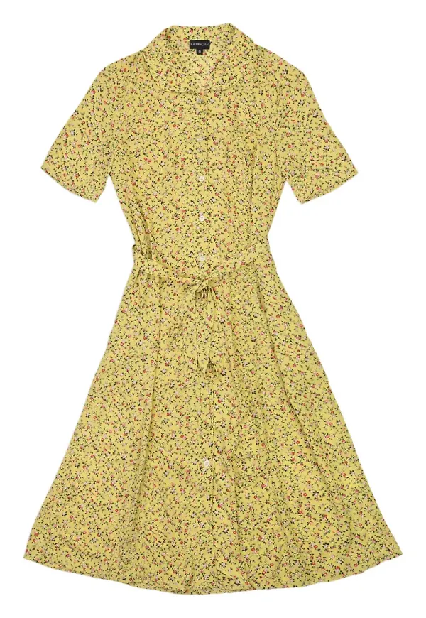 Callipygian blommig midiklänning - Gul