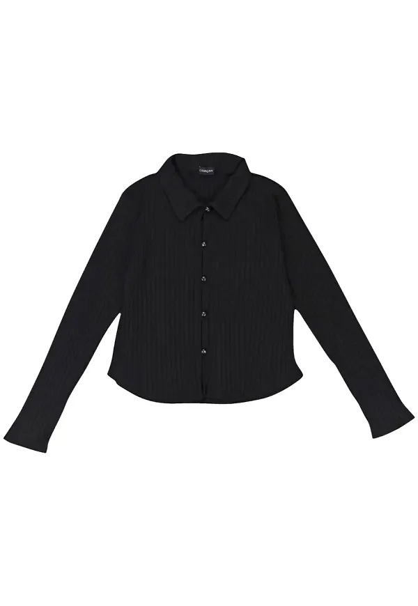 Callipygian ribbad cardigan - Svart
