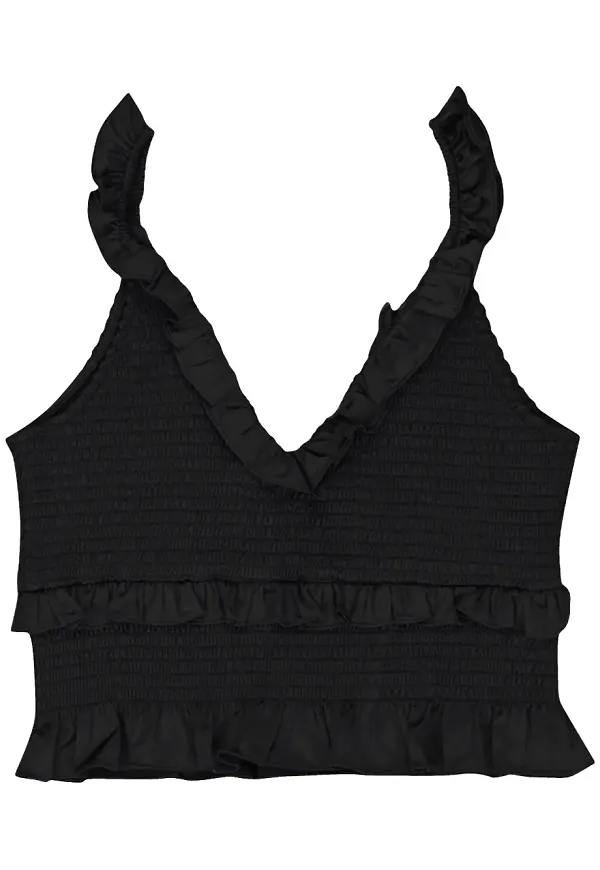 Callipygian topp i satin - Svart