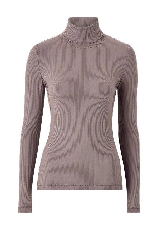 Calvin Klein - Polotopp Modal Rib Roll Neck Top - Brun - 34/36
