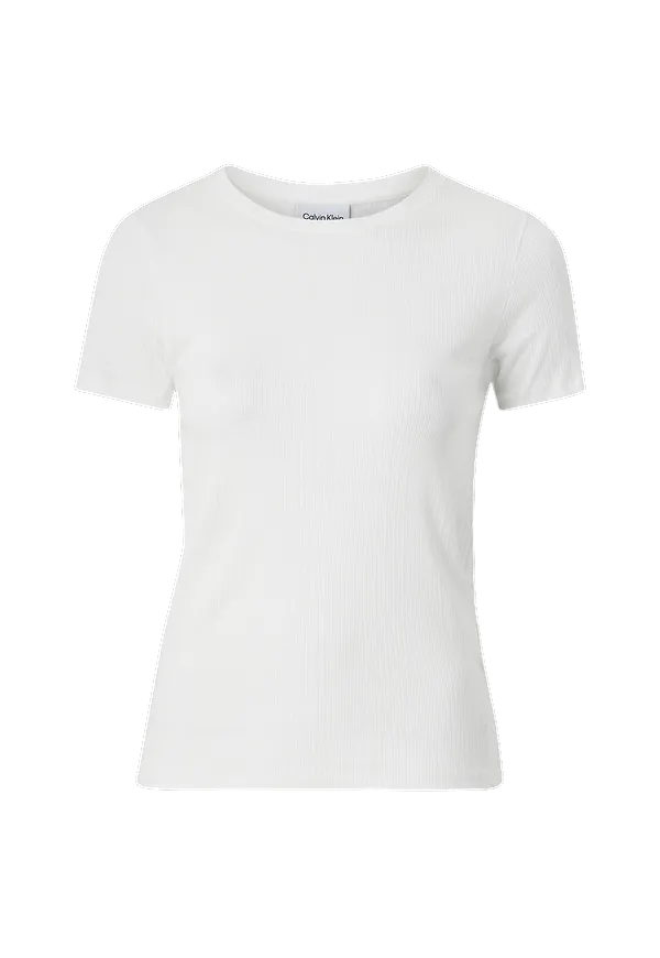 Calvin Klein - Topp Skinny Rib Crew Neck SS Top - Vit