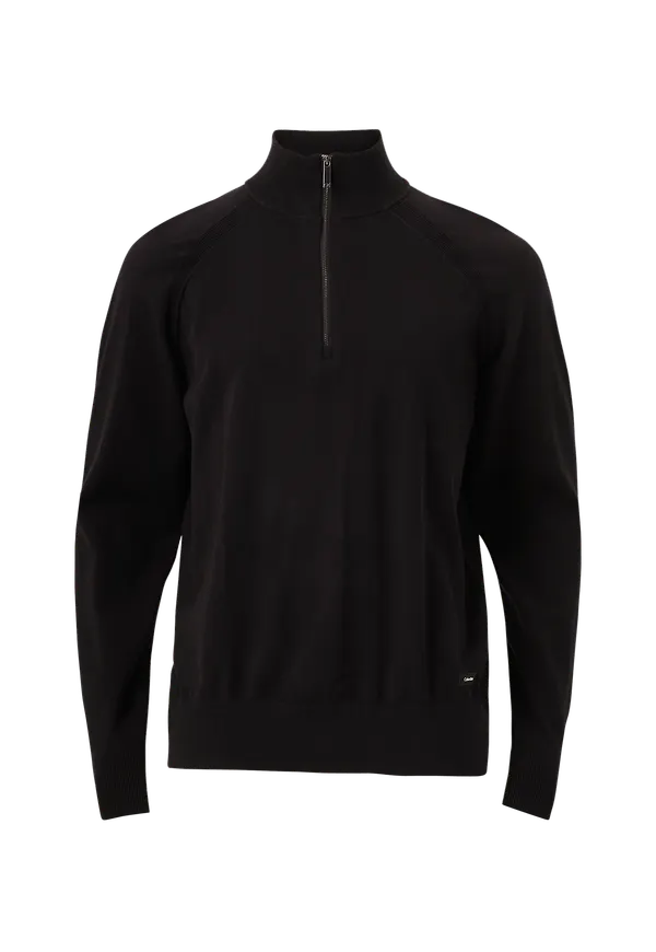 Calvin Klein - Tröja Tencel-Blend Quarter Zip Sweater - Svart - S