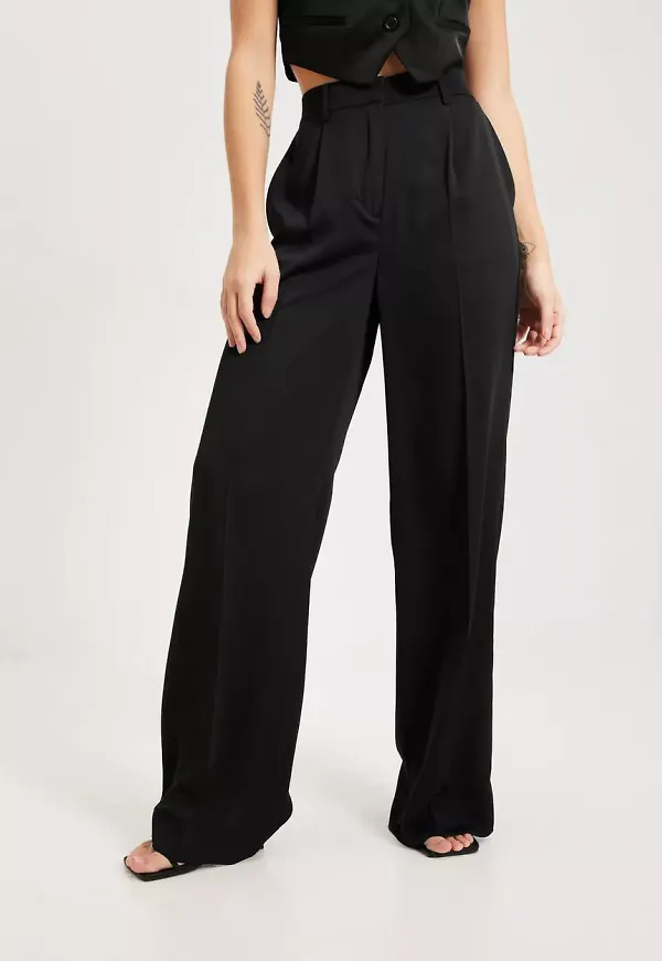 Calvin Klein - Vida byxor - Black - Recycled Cdc Wide Leg Pant - Byxor