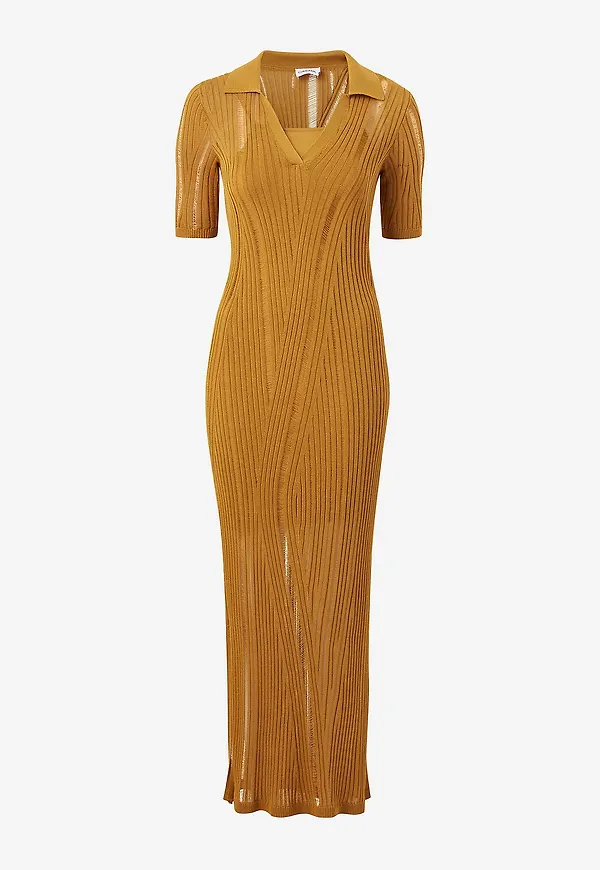 Calvin Klein - Maxiklänning Texture Stitch Dress - Guld
