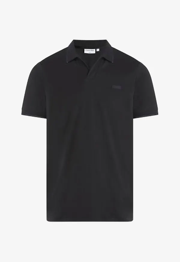 Calvin Klein - T-shirt Smooth Cotton Open Placket Polo - Svart