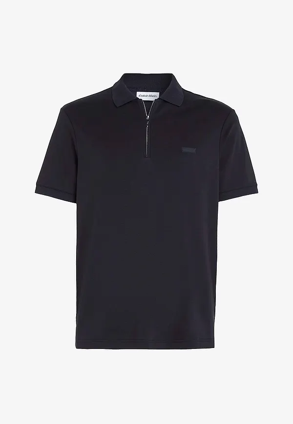Calvin Klein - T-shirt Smooth Cotton Welt Zip Polo - Svart