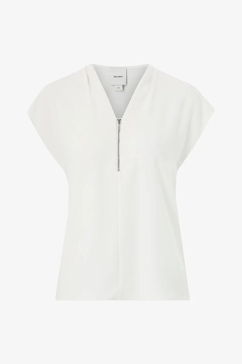 Calvin Klein - Topp Heavy Georgette SS Zip Blouse - Beige
