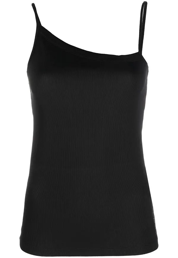 Calvin Klein asymmetriskt ribbat linne - Svart