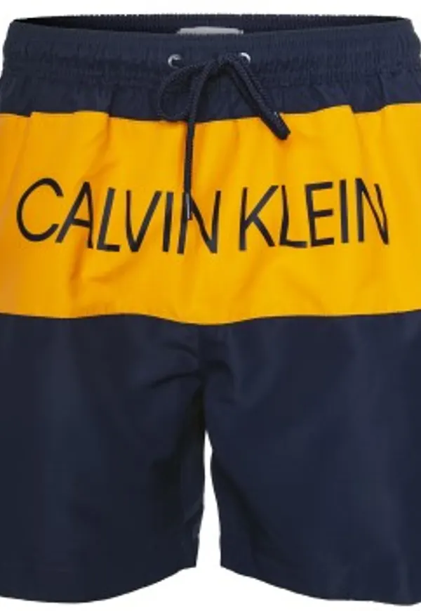 Calvin Klein Badbyxor Core Placed Logo Medium Drawstring Orange/Mörkblå polyester Large Herr