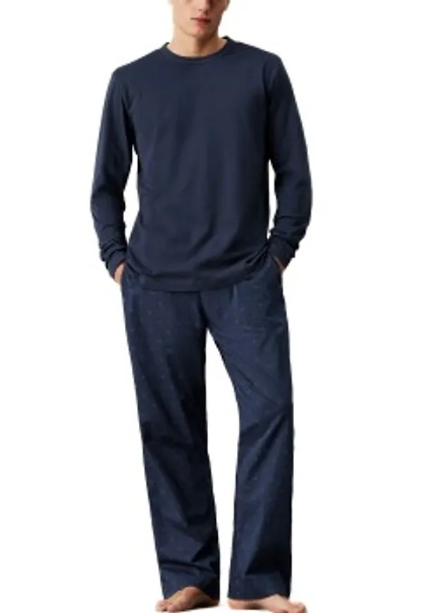 Calvin Klein Cotton Poplin Long Sleeve Pant Set Marin Small Dam