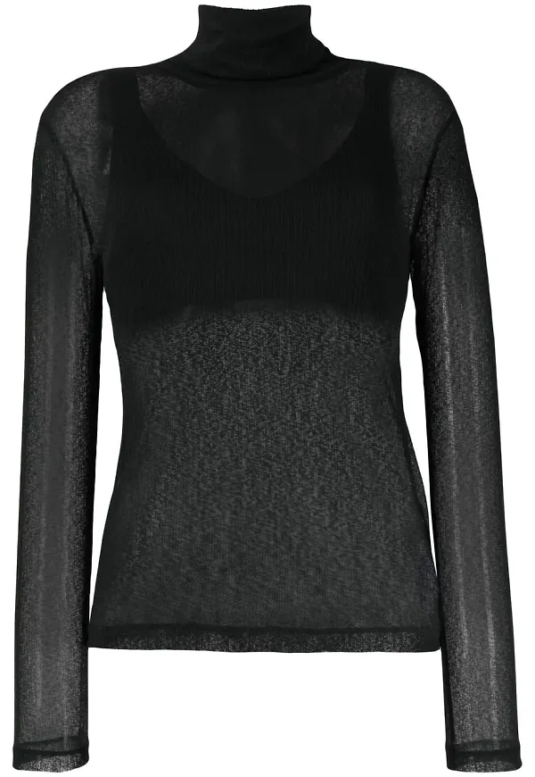 Calvin Klein high-neck sheer top - Svart