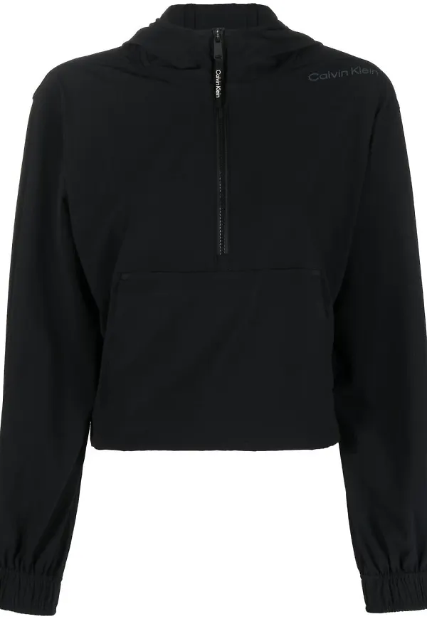 Calvin Klein hoodie med halv dragkedja - Svart