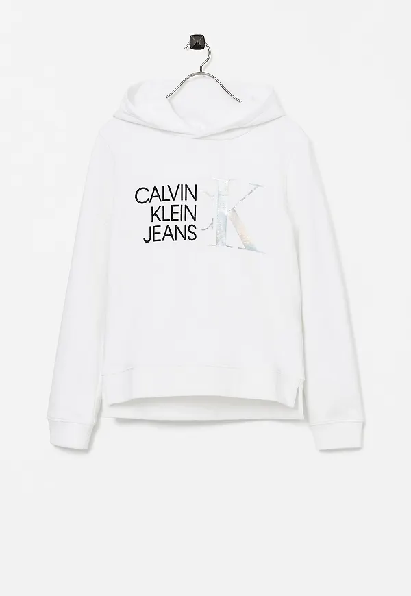 Calvin Klein - Huvtröja Hybrid Logo Hoodie - Vit