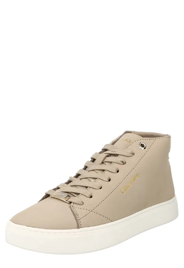 Calvin Klein Hög sneaker mörkbeige / guld