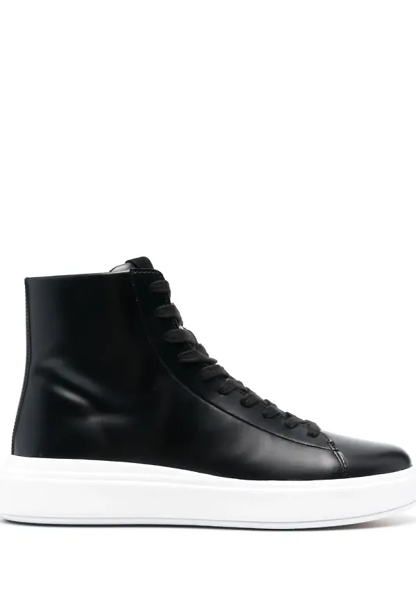 Calvin Klein höga lädersneakers - Svart