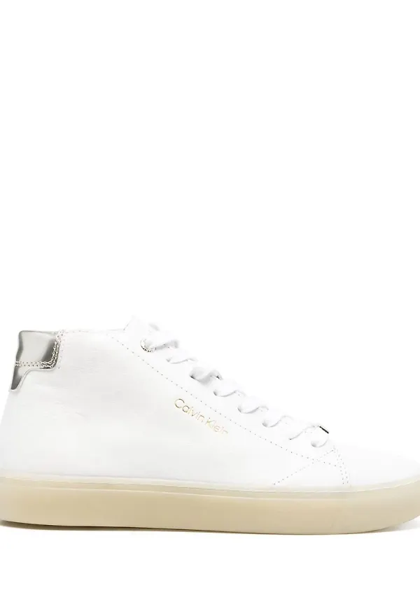 Calvin Klein höga lädersneakers - Vit