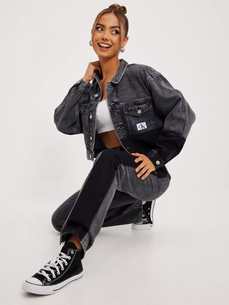 Calvin Klein Jeans - Black - Cropped Oversized Denim Jacket