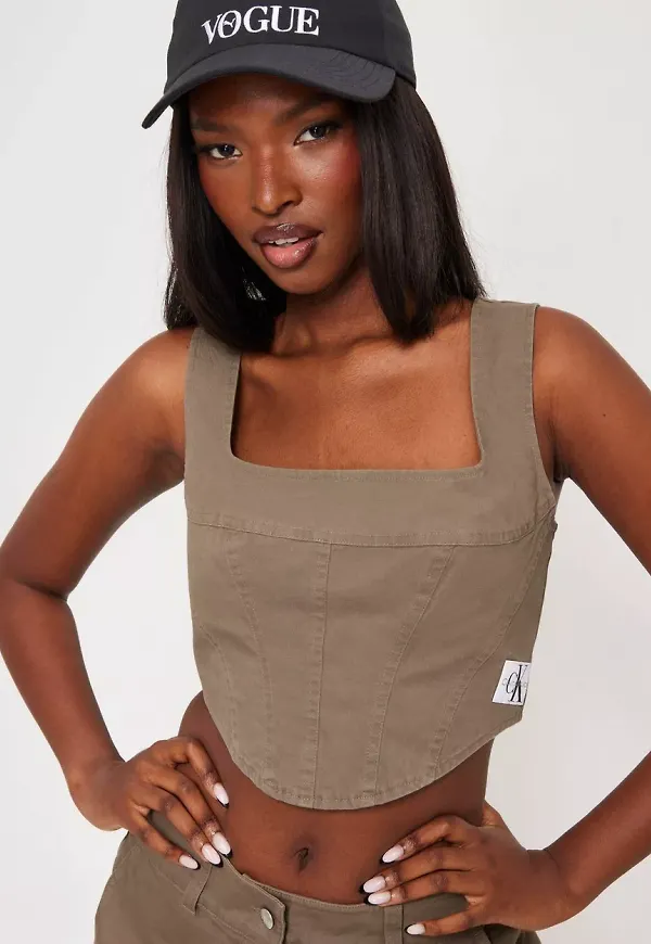 Calvin Klein Jeans - Corset tops - Shitake - Corset Top - Toppar & T-shirts