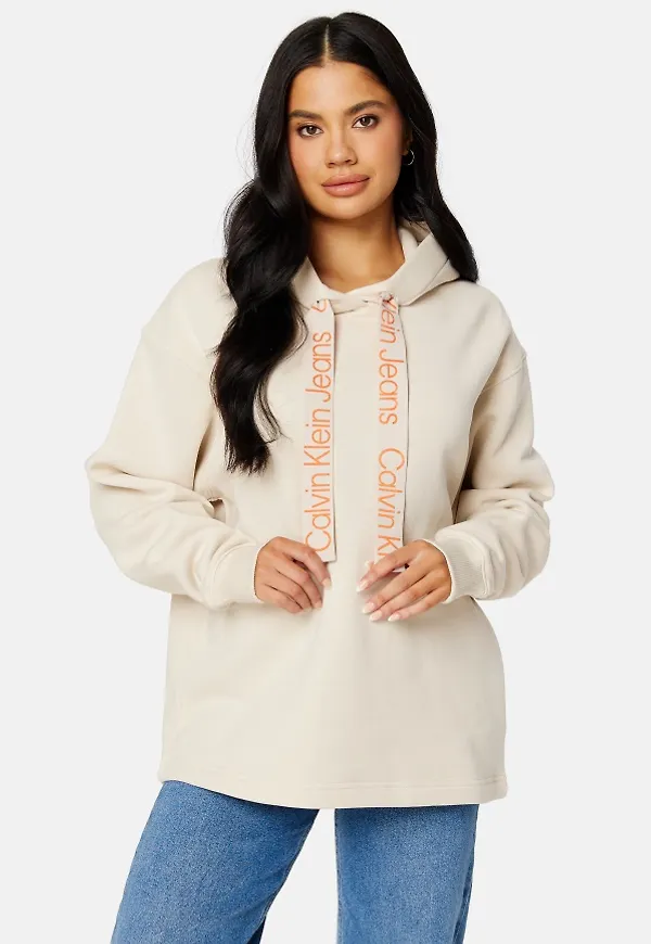 Calvin Klein Jeans Contrast Drawcords Hoodie ACF Eggshell/ Coral XXL