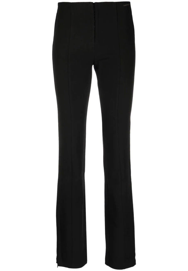 Calvin Klein Jeans embroidered-logo high-waist trousers - Svart