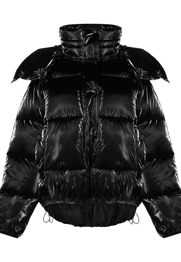 Calvin Klein Jeans glansig puffjacka i oversize-modell - Svart