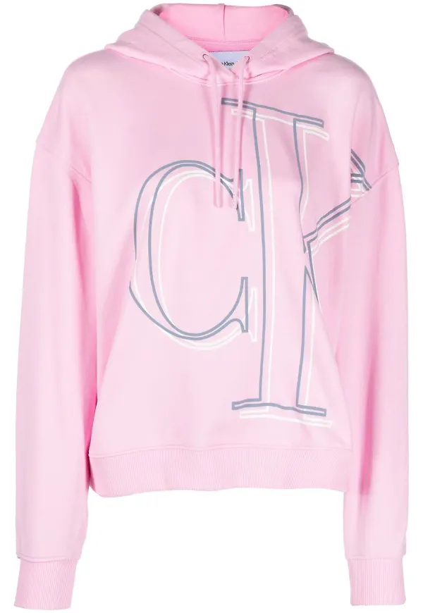Calvin Klein Jeans hoodie med logotyp - Rosa