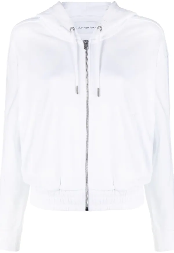 Calvin Klein Jeans hoodie med logotyp - Vit