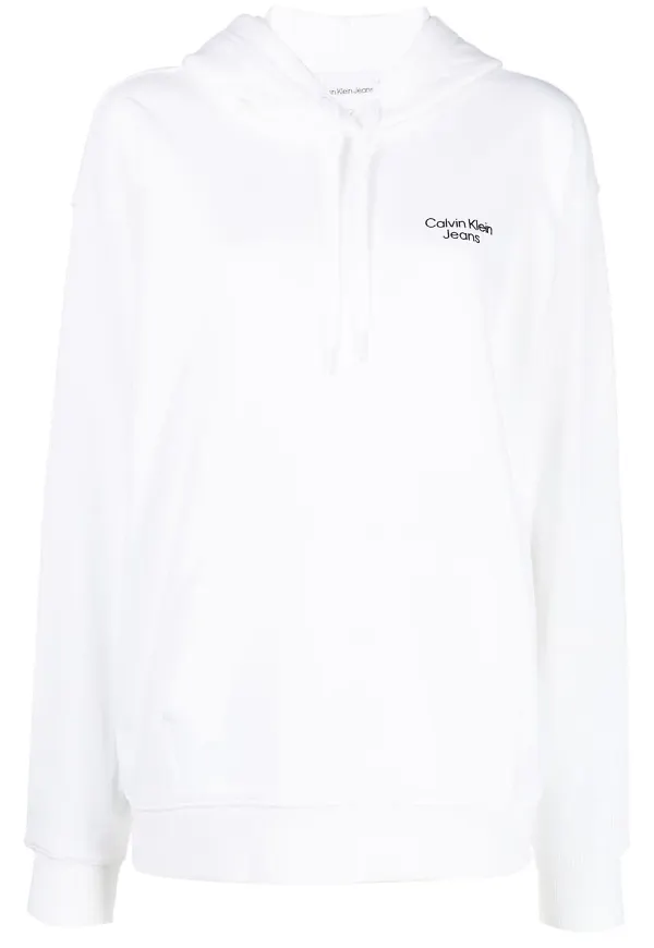 Calvin Klein Jeans hoodie med logotyp - Vit