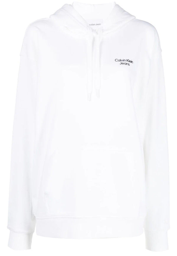 Calvin Klein Jeans hoodie med logotyp - Vit