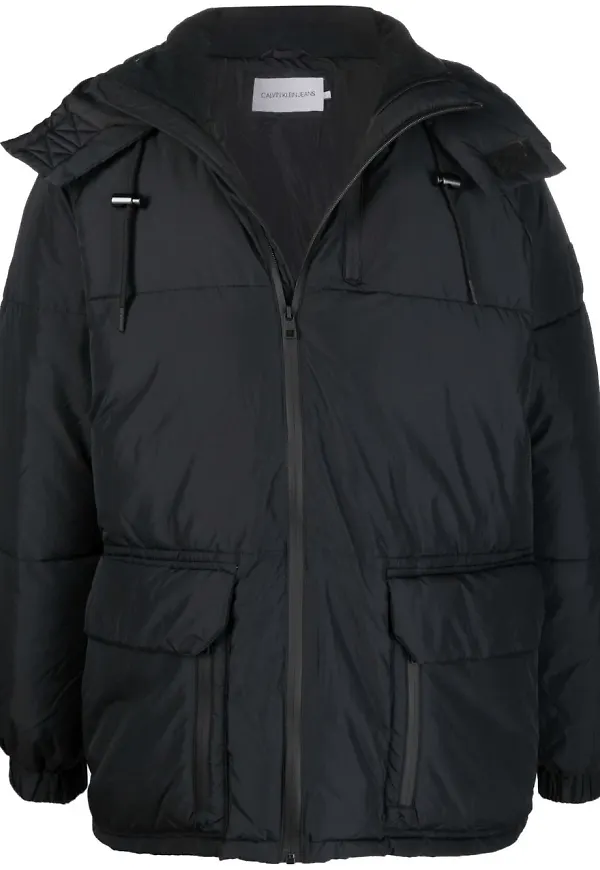 Calvin Klein Jeans jacka med huva och ficka - Svart