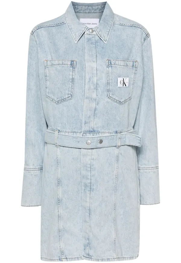 Calvin Klein Jeans jeansklänning med bälte - Blå
