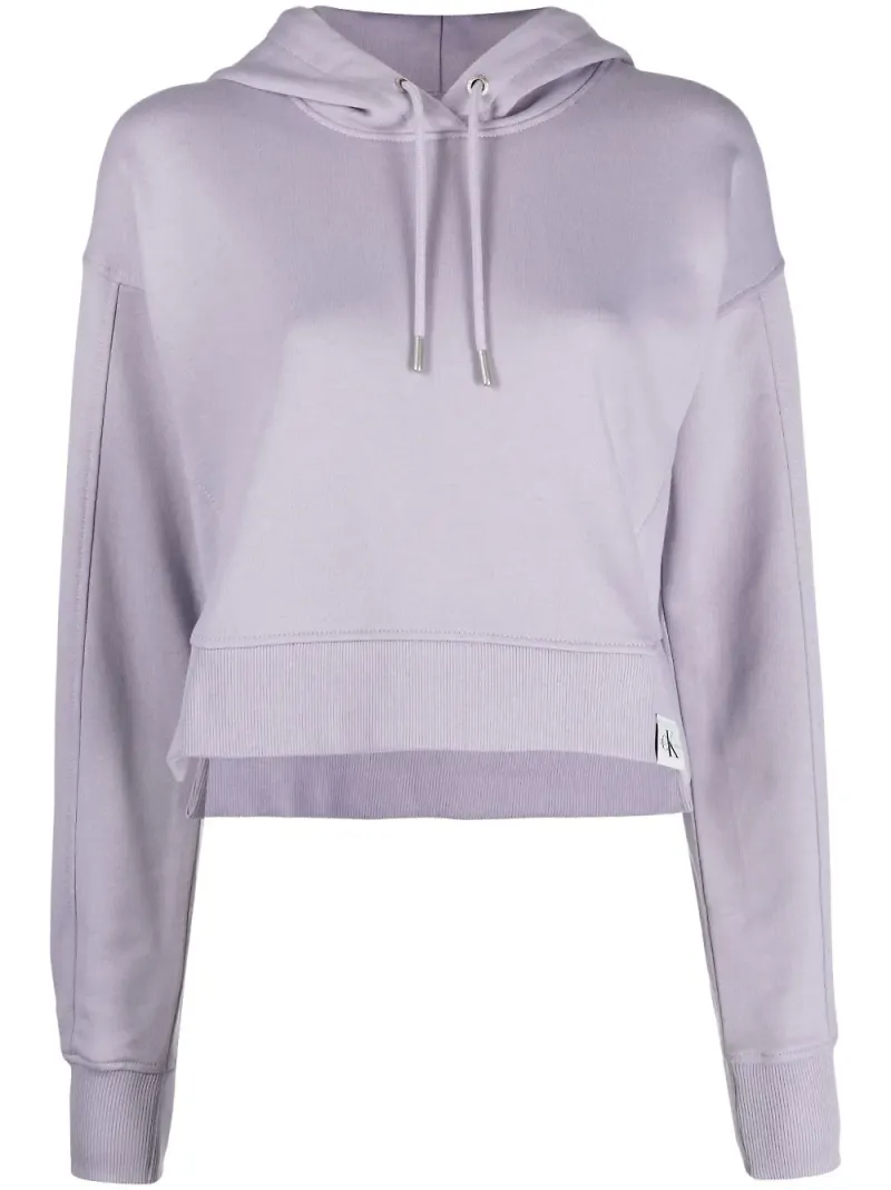 Calvin Klein Jeans kort hoodie med logotyp - Lila
