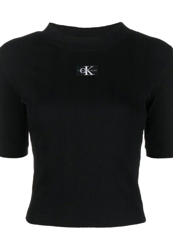 Calvin Klein Jeans kort t-shirt med logotypmärke - Svart