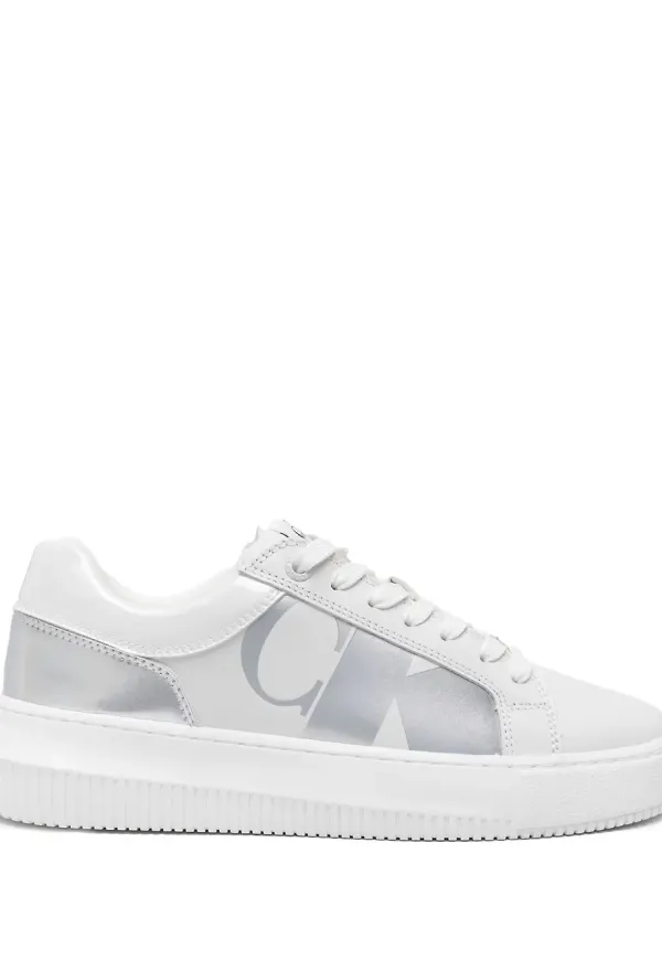 Calvin Klein Jeans lädersneakers med panel - Vit