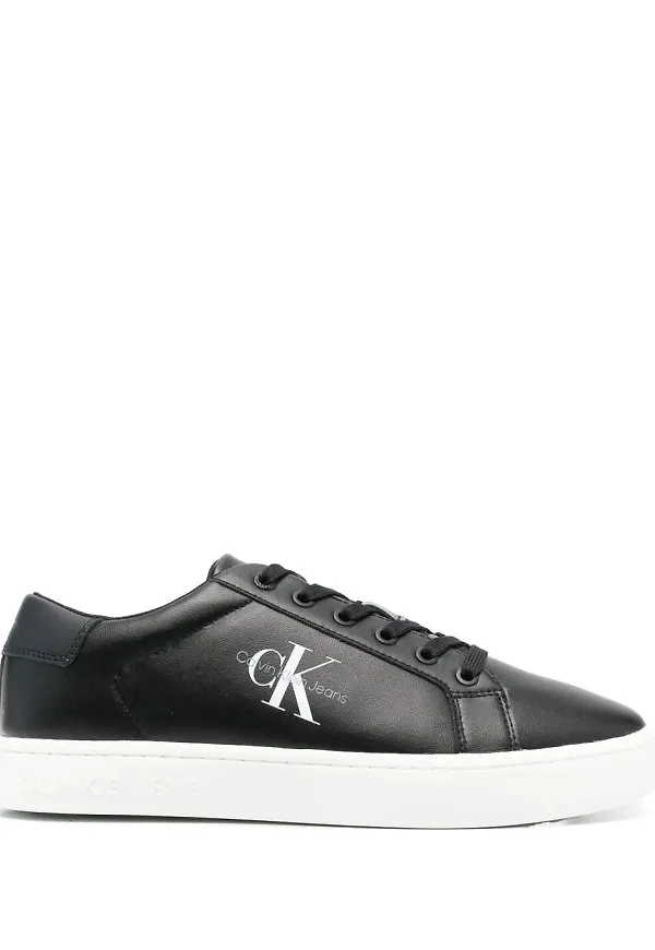 Calvin Klein Jeans låga lädersneakers - Svart
