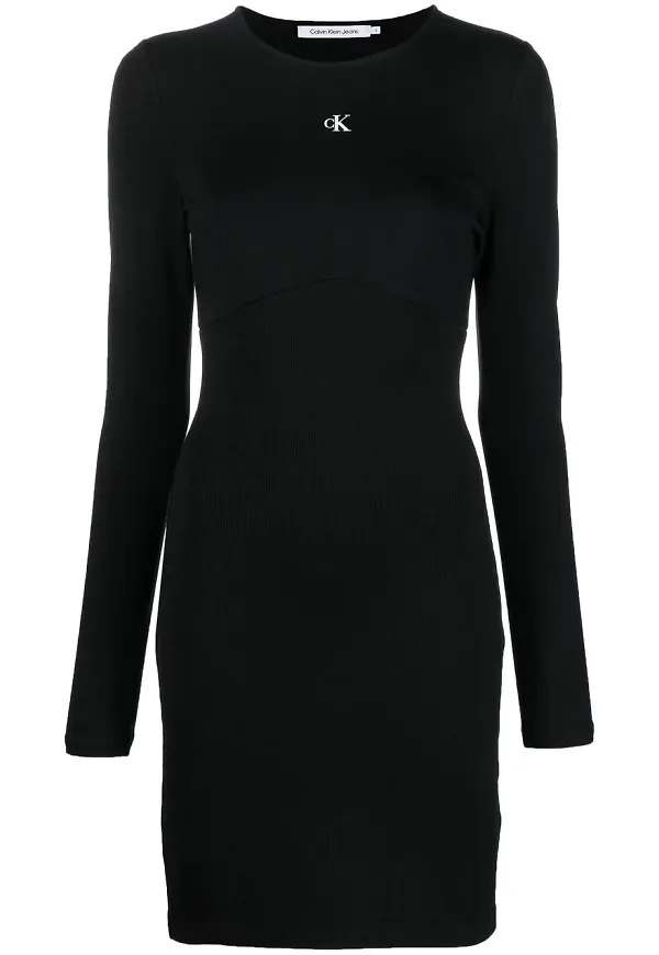 Calvin Klein Jeans långärmad bodycon-klänning - Svart