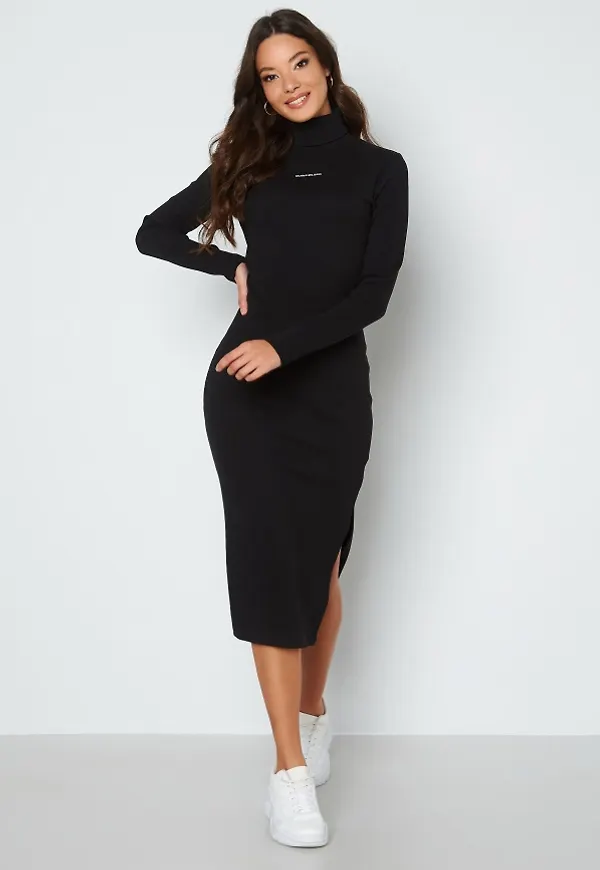 Calvin Klein Jeans Micro Branding Roll Neck Dress BEH Ck Black XL