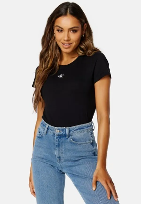Calvin Klein Jeans Micro Monologo Slim Fit Tee BEH CK Black L