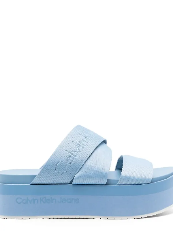 Calvin Klein Jeans platåsandaler i jacquard med logotyp 55 mm - Blå