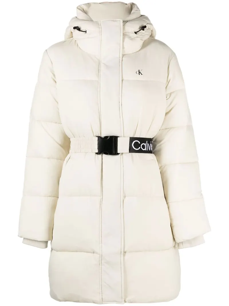 Calvin Klein Jeans puffjacka med logotypband - Neutral