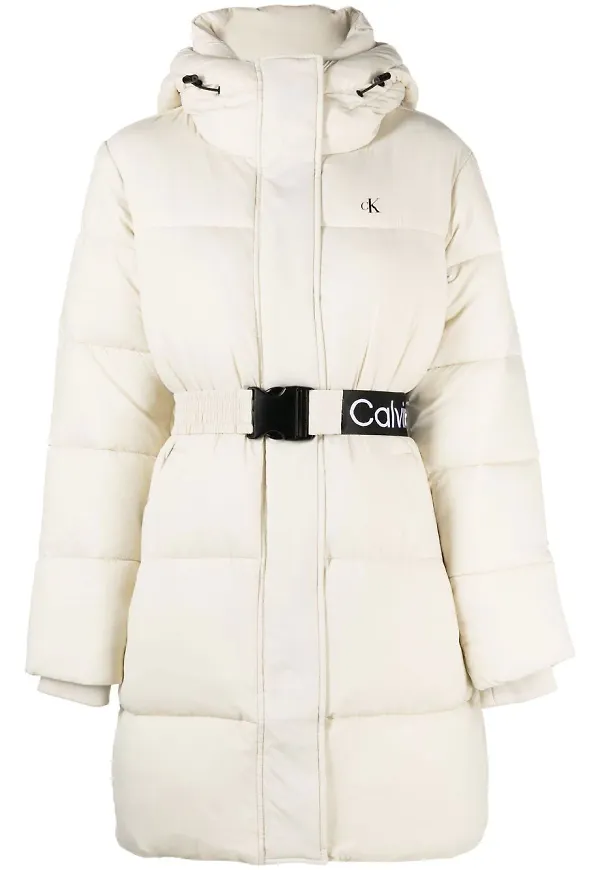 Calvin Klein Jeans puffjacka med logotypband - Neutral