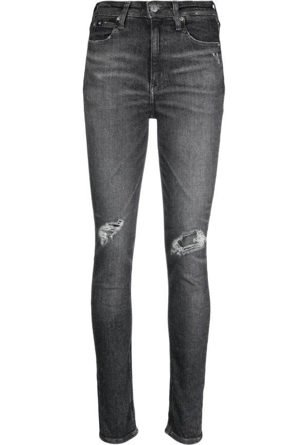 Calvin Klein Jeans slitna jeans med hög midja - Grå