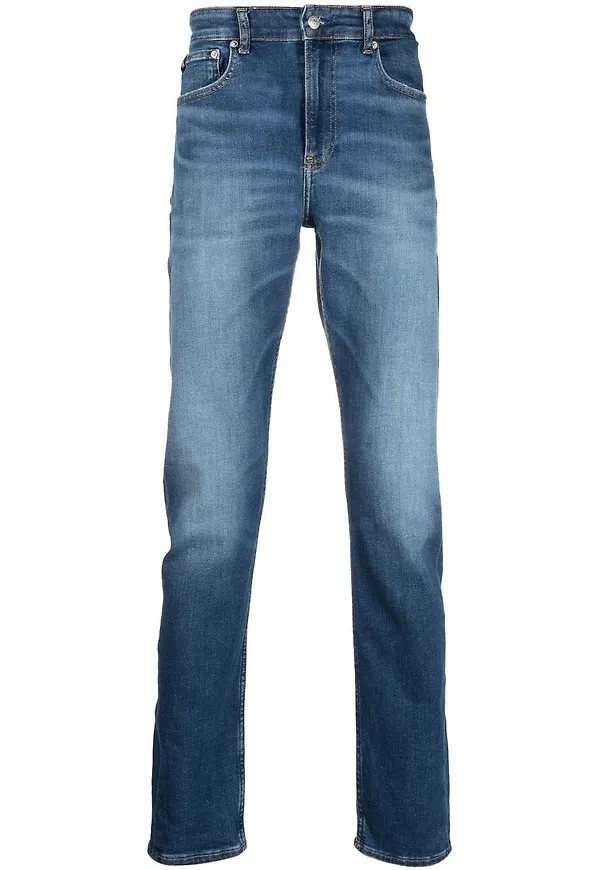 Calvin Klein Jeans stentvättade straight-jeans - Blå