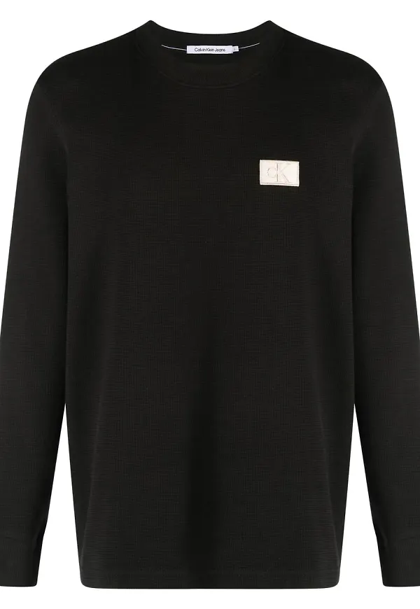 Calvin Klein Jeans våffelstickad sweatshirt - Svart