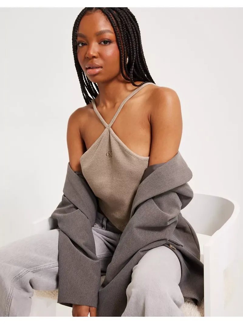 Calvin Klein Jeans Waffle Halter Neck Top Crop tops Shitake